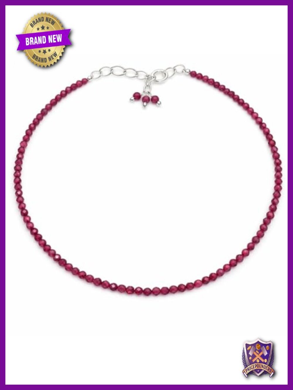 Handmade Natural Gemstone Bracelet 2.5mm Faceted Beaded Adjustable Silver